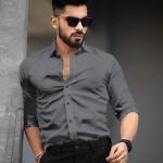 Cotton Spread Collar Long Sleeve Shirt for Men Formal Wear Office Wear