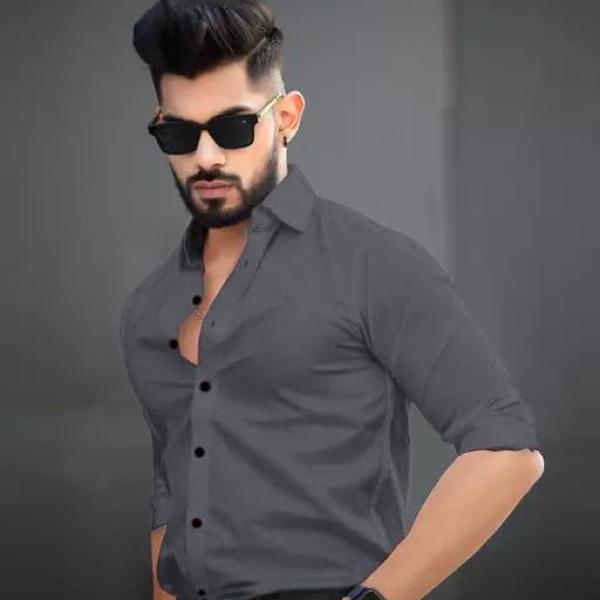 Cotton Spread Collar Long Sleeve Shirt for Men Formal Wear Office Wear