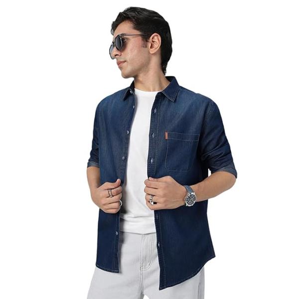 Men's Full Sleeve Regular Fit Casual Denim Shirt