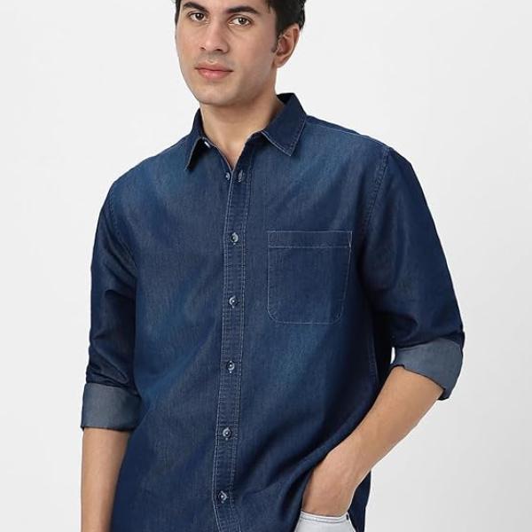 Men's Full Sleeve Regular Fit Casual Denim Shirt