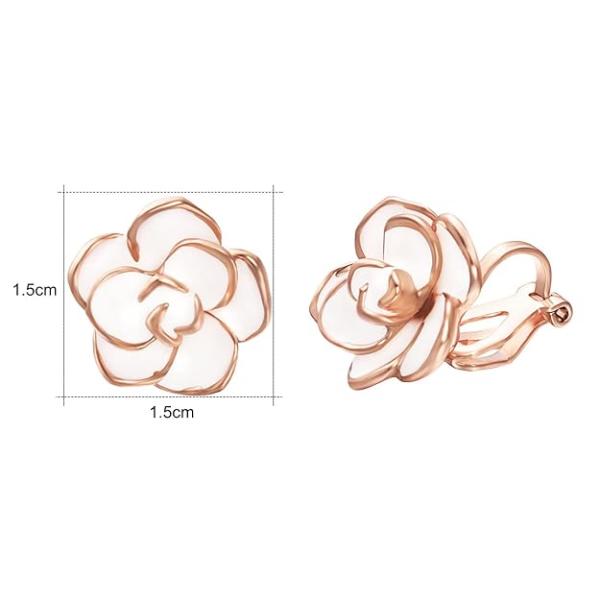 Rose Flower Clip on Earrings for Women 18K Gold Plated Dainty Non Pierced Ears Jewelry