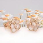 Rose Flower Clip on Earrings for Women 18K Gold Plated Dainty Non Pierced Ears Jewelry