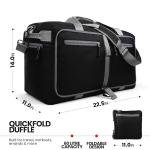 Light Foldable Duffel Bag for Travel, Packing and Storage - Men and Women - (60L, Black)