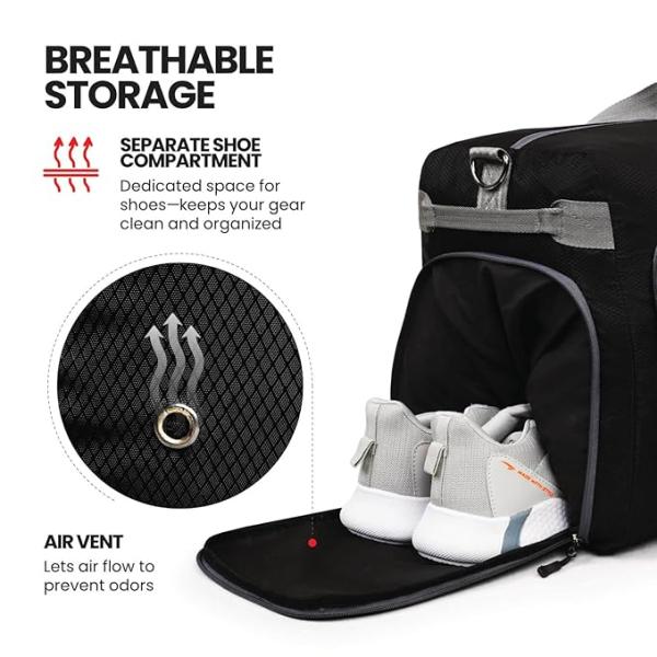 Light Foldable Duffel Bag for Travel, Packing and Storage - Men and Women - (60L, Black)