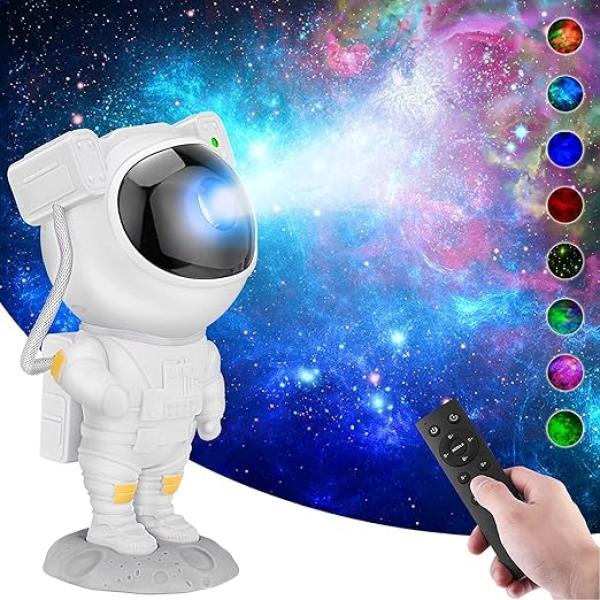 Astronaut Galaxy Projector Night Light – 360° Rotating Nebula Star Projector with Remote Control, Timer & Adjustable Head