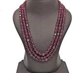 RAJASTHANI 3 Layer Dark Maroon Gemstone Necklace/Mala