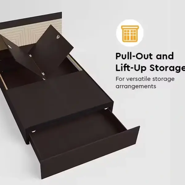 Godrej-Apex V2 King Size Engineered Wood Bed with Pull-Out Storage