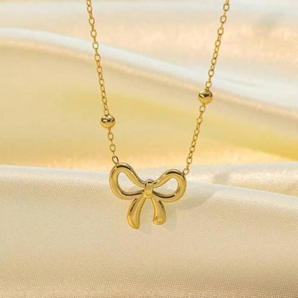 Bow Necklace Set for Women Girls
