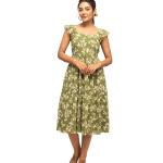 Women's Fit And Flare Knee Length Georgette Floral Printed Below The Knee Dress