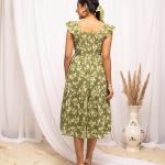 Women's Fit And Flare Knee Length Georgette Floral Printed Below The Knee Dress