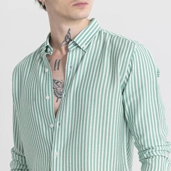 Men's Cotton Casual Printed Striped Stylish Latest Shirt for Men