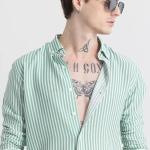 Men's Cotton Casual Printed Striped Stylish Latest Shirt for Men