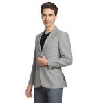 Men's Contemporary Fit Terry Rayon Blend Notch Collar Herringbone Pattern Full Sleeve Navy Casual Blazer