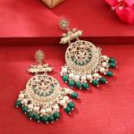 Ethnic Gold Plated Enamel Handpainted Design Stones Beads Traditional Chandbali Earrings for Women