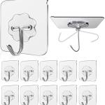 Adhesive Hooks Kitchen Wall Hooks-Heavy Duty 13.2lb(Max) Nail Free Sticky Hangers with Stainless Hooks