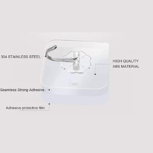 Adhesive Hooks Kitchen Wall Hooks-Heavy Duty 13.2lb(Max) Nail Free Sticky Hangers with Stainless Hooks