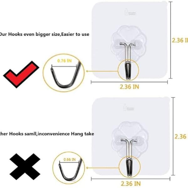 Adhesive Hooks Kitchen Wall Hooks-Heavy Duty 13.2lb(Max) Nail Free Sticky Hangers with Stainless Hooks