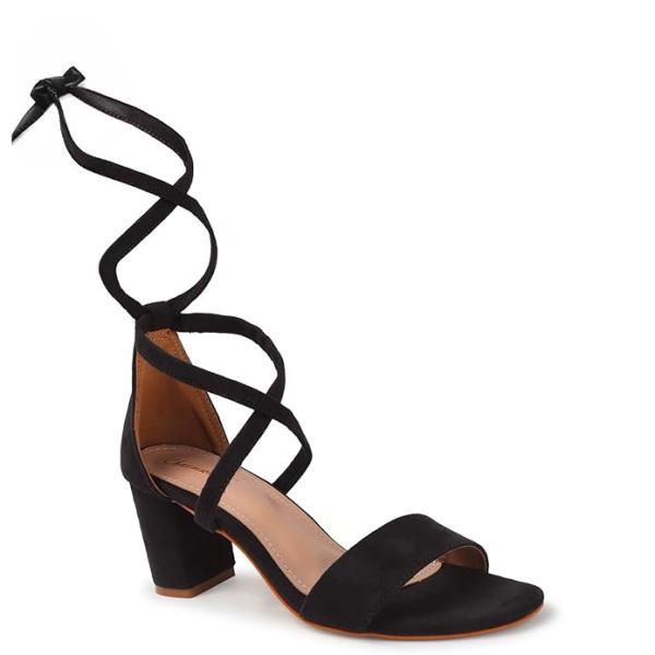 Women's Lace-Up Block Heel Sandals – Suede Finish Stylish Gladiator Heels