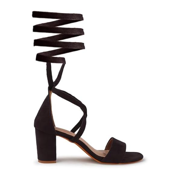 Women's Lace-Up Block Heel Sandals – Suede Finish Stylish Gladiator Heels