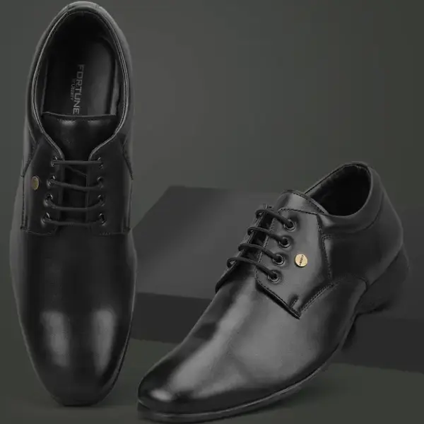 LIBERTY-Fortune ROBERT-2 Formal Shoes With PU Upper | Stylish & Comfortable Lacing Derby For Men (Black , 7)