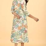 Line Dresses for Women Western Rayon Floral One Piece Dress for Women | Stylish Flared Roll Tab Sleeve