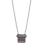 Oxidised Ruby Stone Pendant Mala Necklace for Women Girls