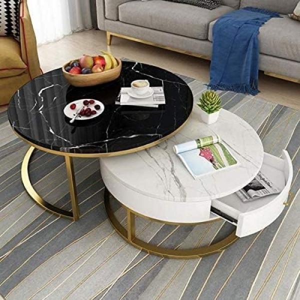 Shoppee Elegant Metal 20.5" x 20.5" Round Coffee Table/Nesting Table/Side Table/Center Table