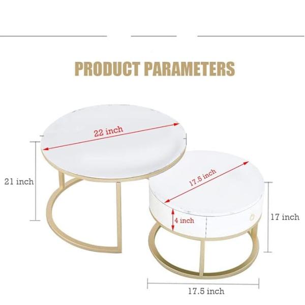 Shoppee Elegant Metal 20.5" x 20.5" Round Coffee Table/Nesting Table/Side Table/Center Table