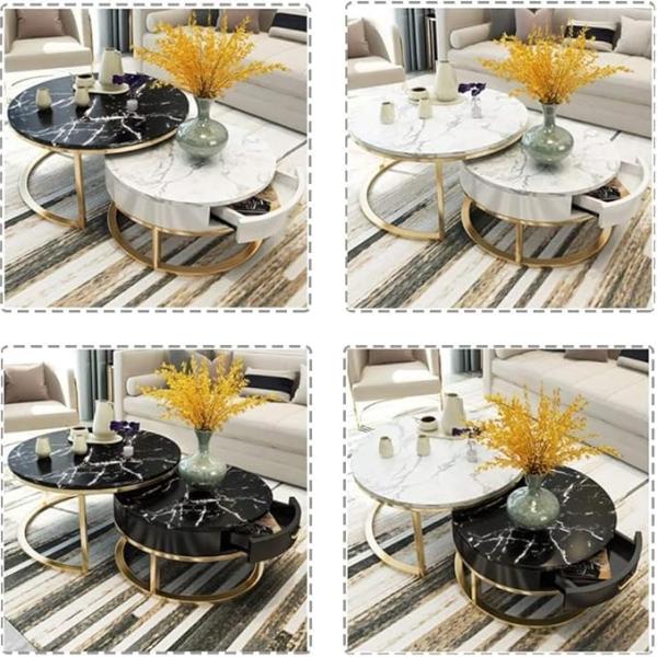 Shoppee Elegant Metal 20.5" x 20.5" Round Coffee Table/Nesting Table/Side Table/Center Table