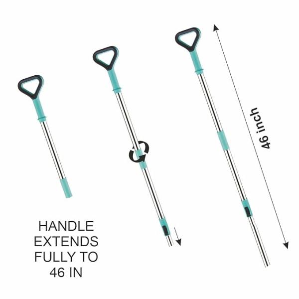 Stainless Steel Comfort Spin Mop with Big Wheel, Auto-fold Handle