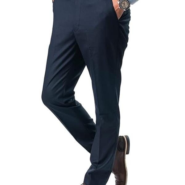 Formal Trouser with Expandable Waist for Men. Regular Fit, Flat Front, Premium Lycra Fabric