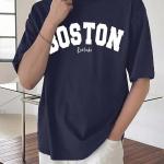 Man Cotton Blend Graphic Print Round Neck Half Sleeve Drop Shoulder Oversized T Shirt (Color Navy Blue)