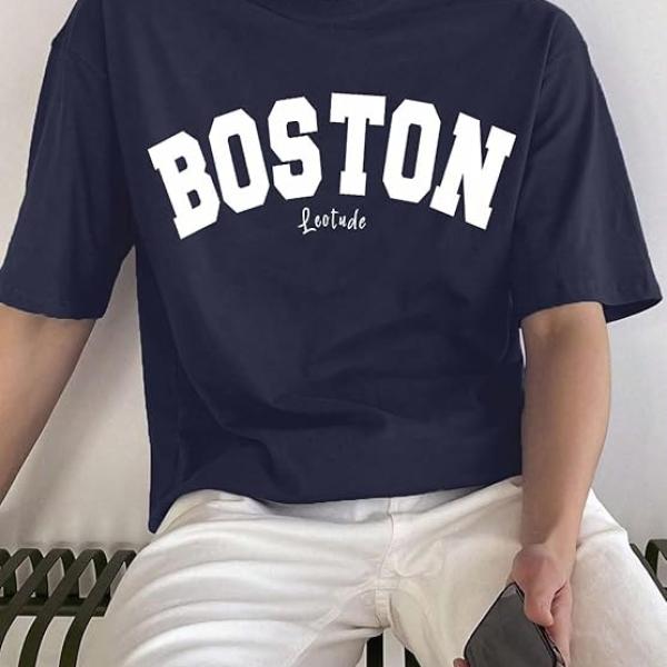 Man Cotton Blend Graphic Print Round Neck Half Sleeve Drop Shoulder Oversized T Shirt (Color Navy Blue)