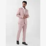 Raymond-Men Red Structured Regular Fit Polyester Blend Suit