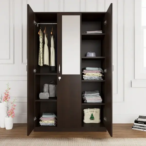 Nilkamal-Willy 3 Door Wardrobe with Mirror (New Wenge)