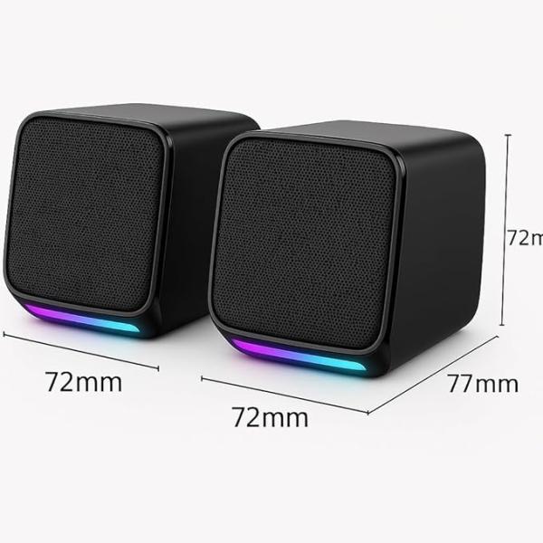 USB Computer Speakers – 6W Stereo Sound with Multicolor LED Lights