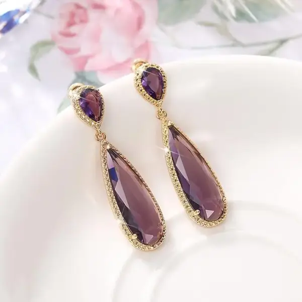 Peora Crystal Studded Gold Plated Dangle Earrings Fashion Wear Stylish Jewellery Gift for Girls & Women