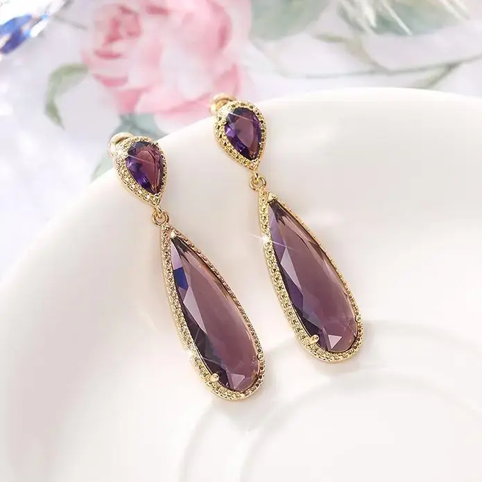Peora Crystal Studded Gold Plated Dangle Earrings Fashion Wear Stylish Jewellery Gift for Girls & Women
