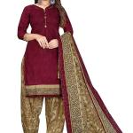 Red Cotton Blend Printed Salwar Suit