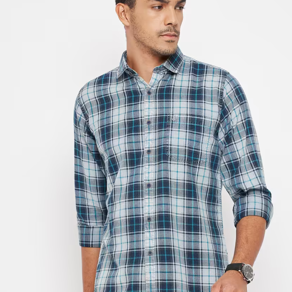Blue cotton casual shirt