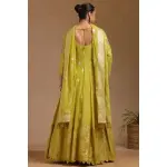 SEASONS-Mustard Georgette Zari Woven Gown With Zardosi