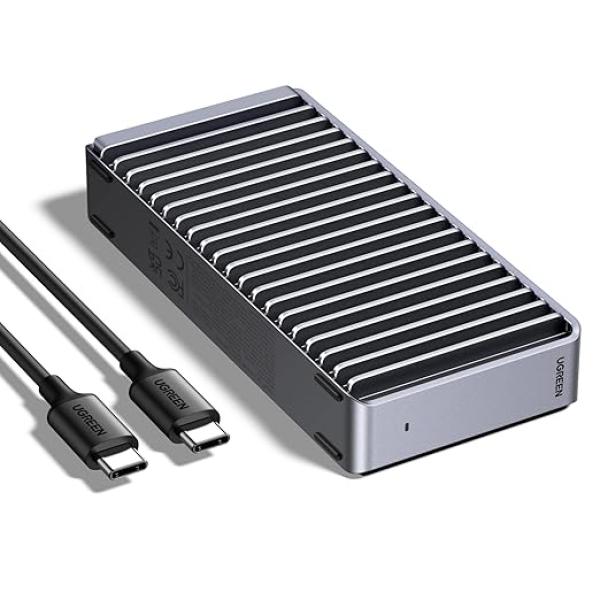 40Gbps M.2 NVMe SSD Enclosure, External SSD Drive with Double-Sided Fin Heat Dissipation