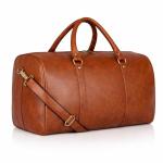 Unisex Duffel Bag for Travelling in Flight Latest Travel Faux Leather Duffle Bags for Men and Women (Tan)