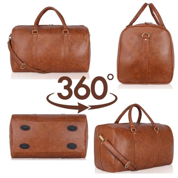 Unisex Duffel Bag for Travelling in Flight Latest Travel Faux Leather Duffle Bags for Men and Women (Tan)