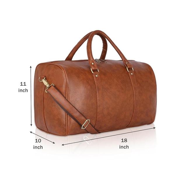 Unisex Duffel Bag for Travelling in Flight Latest Travel Faux Leather Duffle Bags for Men and Women (Tan)