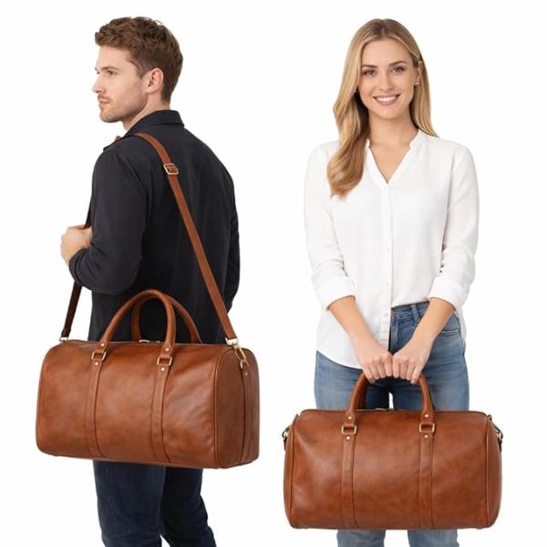 Unisex Duffel Bag for Travelling in Flight Latest Travel Faux Leather Duffle Bags for Men and Women (Tan)