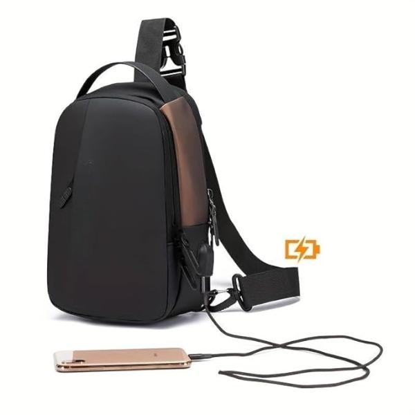 Crossbody Bag for Men Women, Mini Waterproof Backpack Shoulder Daypack Anti-Theft Cross Body Chest Bags With USB Charger Port for Casual Travel Hiking Outdoor Sports