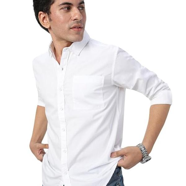 Men's Cotton Full Sleeve Regular Fit Casual Solid Shirt