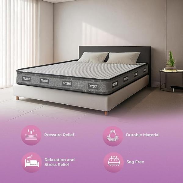 Orthopedic - Dual Foam 3 Layers Hypoallergenic & Breathable Fabric | Tape Edge 4 inch Double High Resilience (HR) Foam Mattress (72X48X04 Inches) | Grey & White