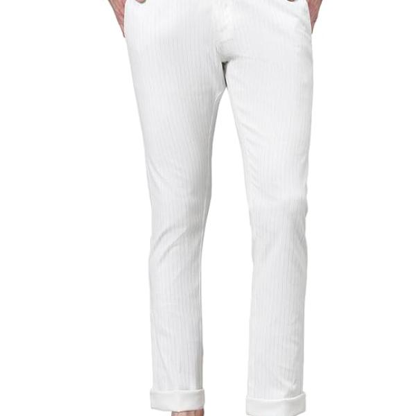 Men's Solid Linen White Trousers | Outdoor Casual Daily Trouser